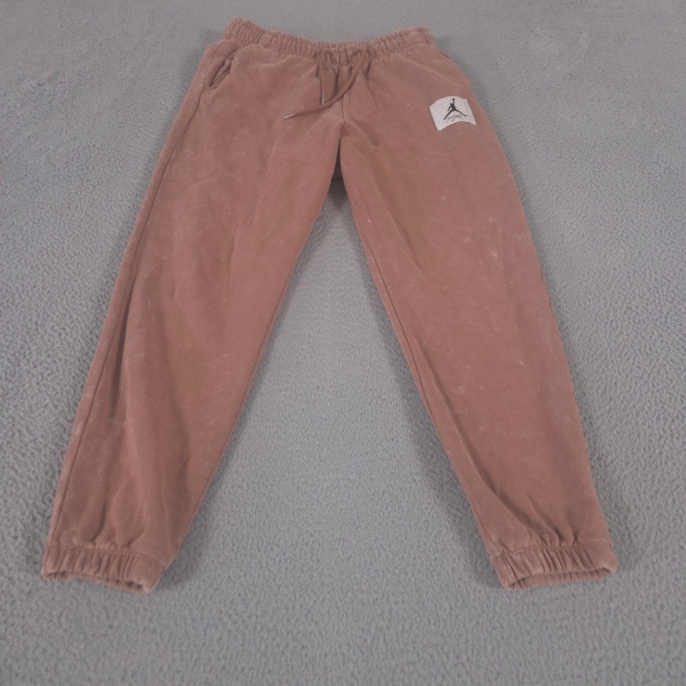 Jordan Sweatpants Mens Medium Brown Flight Fleece Joggers Washed Cotton Cuffed